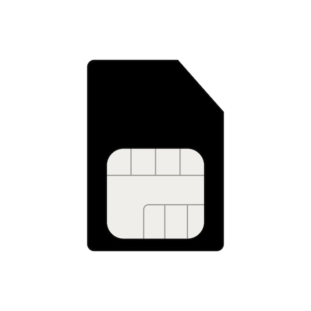 Символ SIM-карты в черно-белом цвете Карта мобильного телефона Векторная иллюстрация