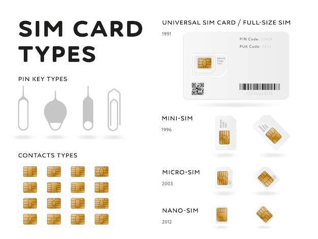 Sim card types infographics in flat style