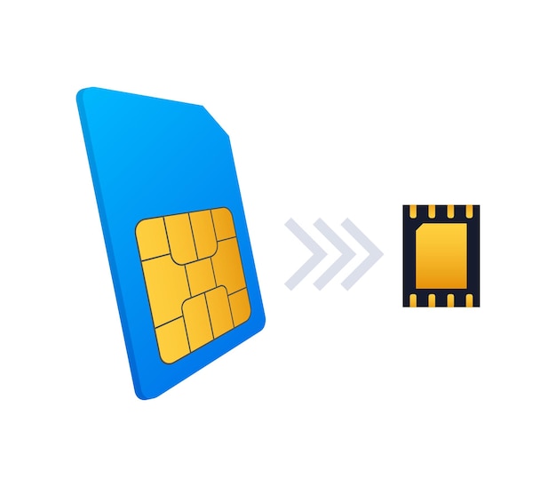 SIM-kaart en eSIM Embedded SIM-kaart pictogram symbool concept SIM-kaart evolutie concept