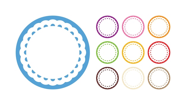 벡터 simpe multicolor scalloped blank circle frame plain borders design