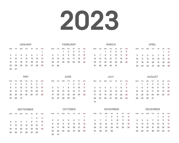 벡터 간단한 2023 달력 디자인 서식 파일