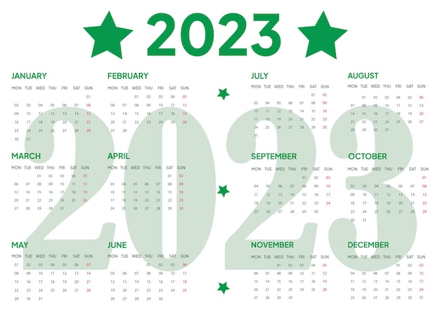 Semplice modello di progettazione del calendario 2023