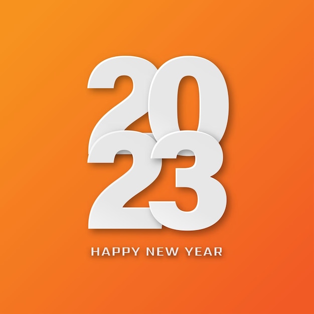 Vector simple 2023 happy new year card paper cut design