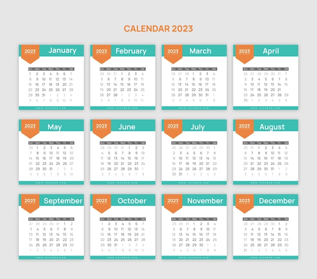 Vettore semplice modello di progettazione del calendario del nuovo anno 2023