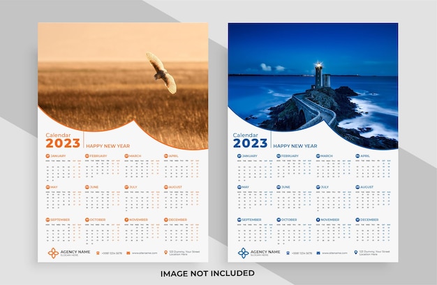 Simple 2023 new year wall calendar design template