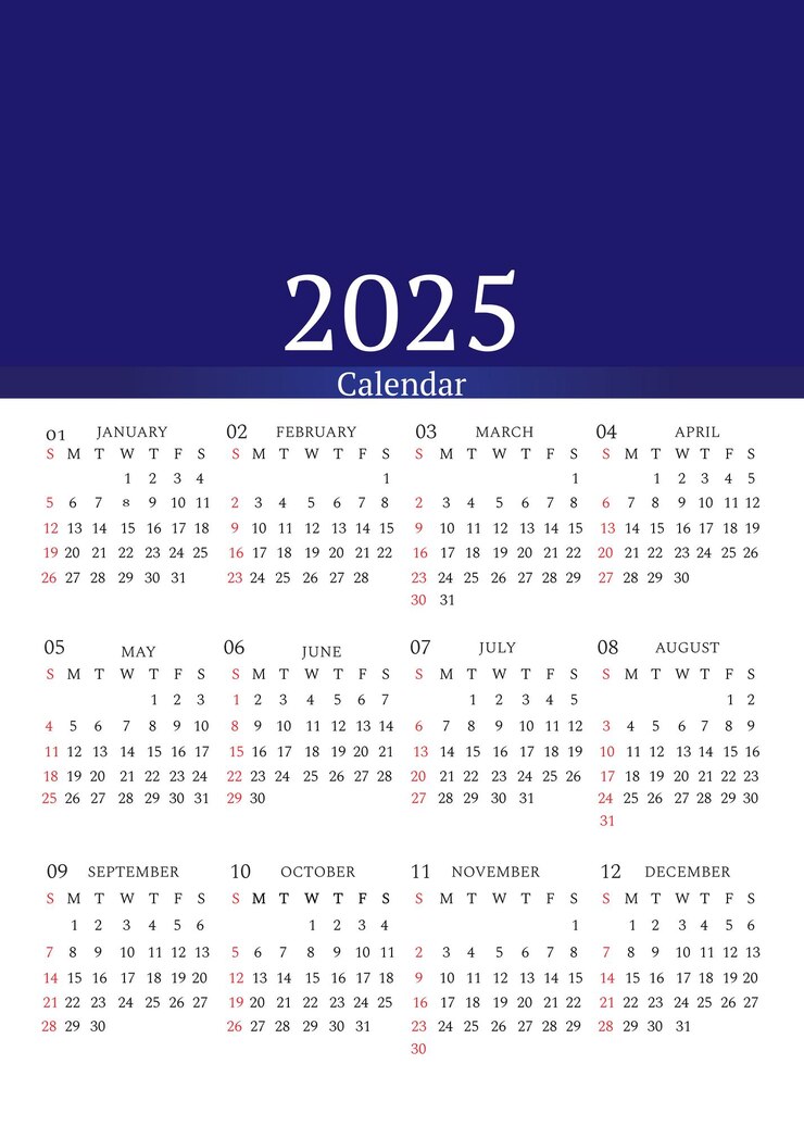 Premium Vector Simple 2025 calendar design