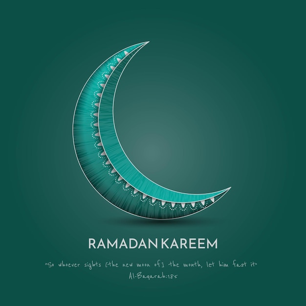 Simple 3d crescent moon with simple ornament for ramadan kareem template design