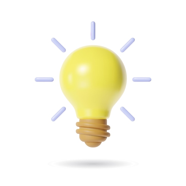 Simple 3d light bulb vector icon idea concept illustration