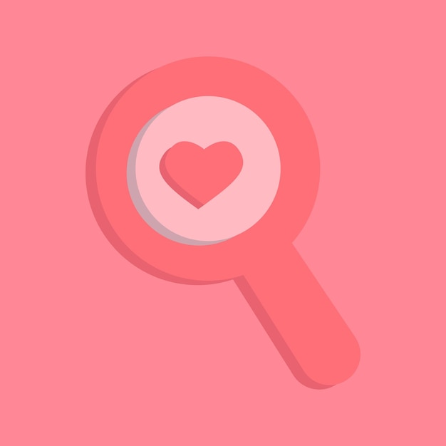 Simple 3D Magnifying glass Love Valentine's Day