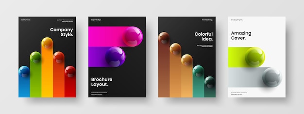 Simple 3D spheres magazine cover concept bundle