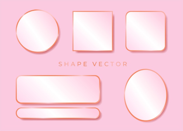 Simple 3d white and pink shape board or frame vector on white background with the circle ellipse the square can be put text or product on frame