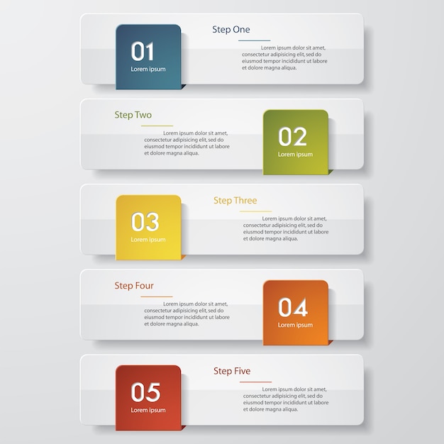 Simple 5 steps clean number banners template