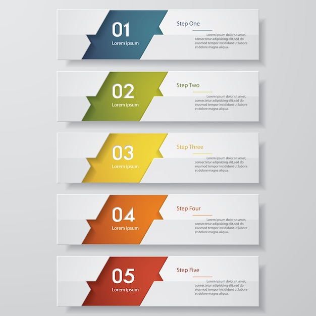 Simple 5 steps clean number banners template