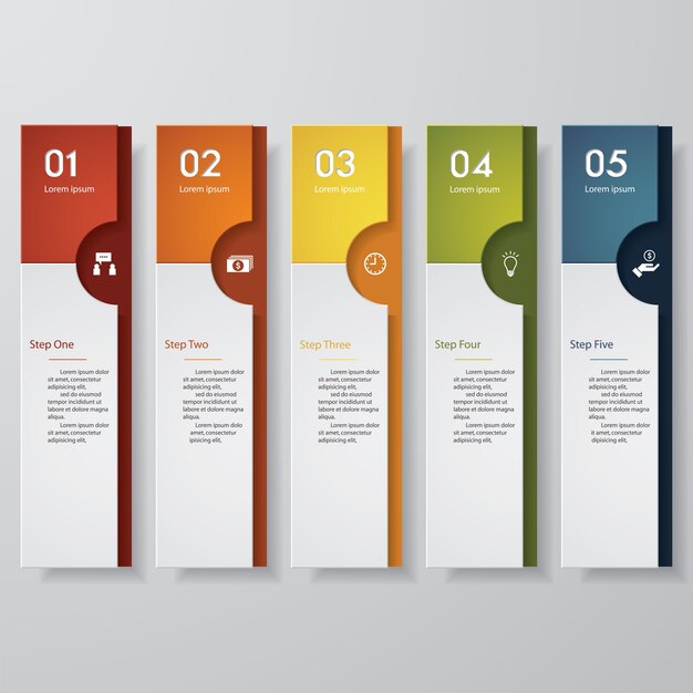 Vector simple 5 steps clean number banners template