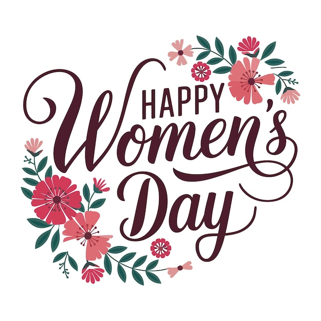A simple 8th March International Womens Day typography vector design with white background