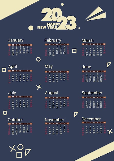 Simple abstract Calender 2023 design element