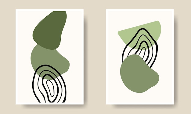 シンプルな抽象的な緑の形のカバーコレクション