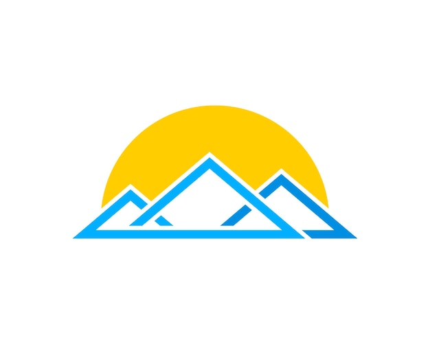 Vector simple and abstract mountain with sunset behind