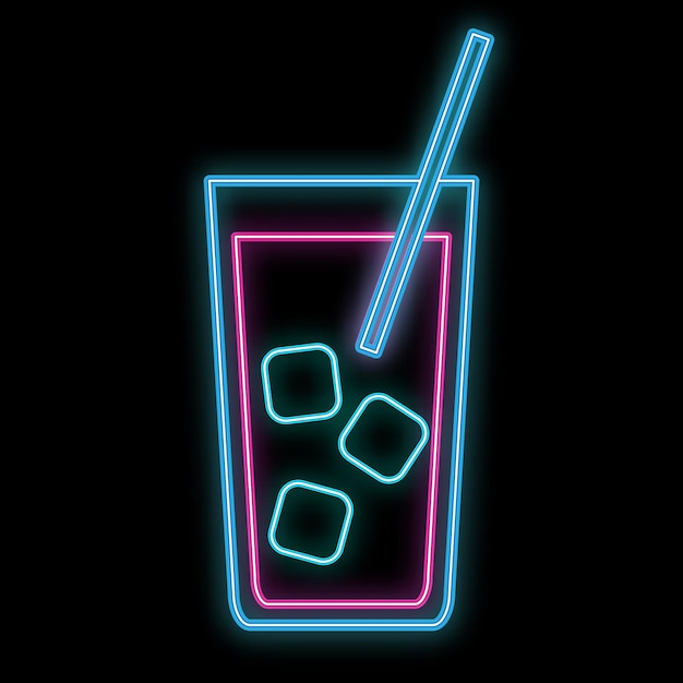 A simple abstract neon bright glowing glowing blue violet icon a sign for the bar