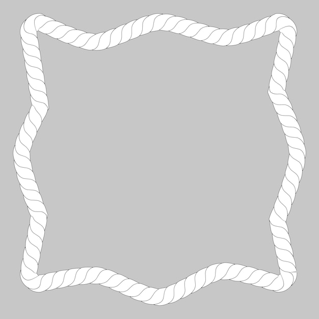 Vector simple abstract shape frame from white rope for element design isolated on gray