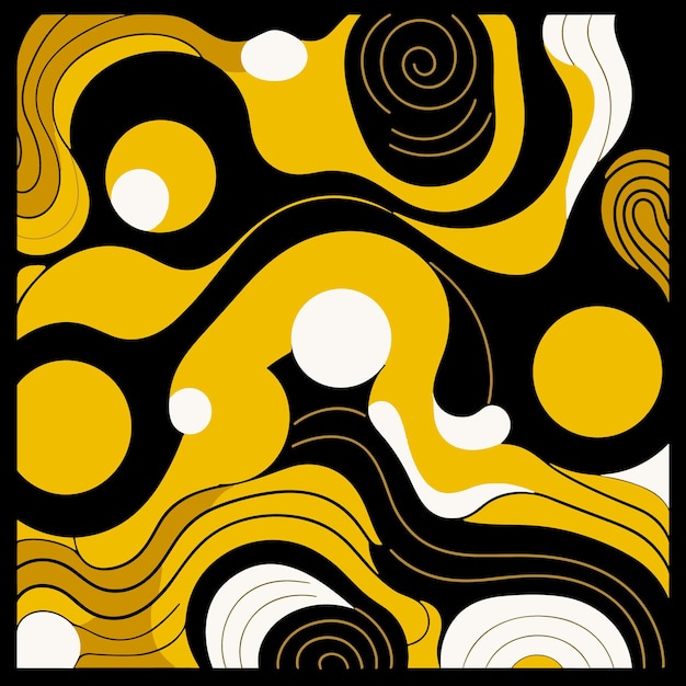 Simple Abstract Shapes Black Yellow Seamless Vectors