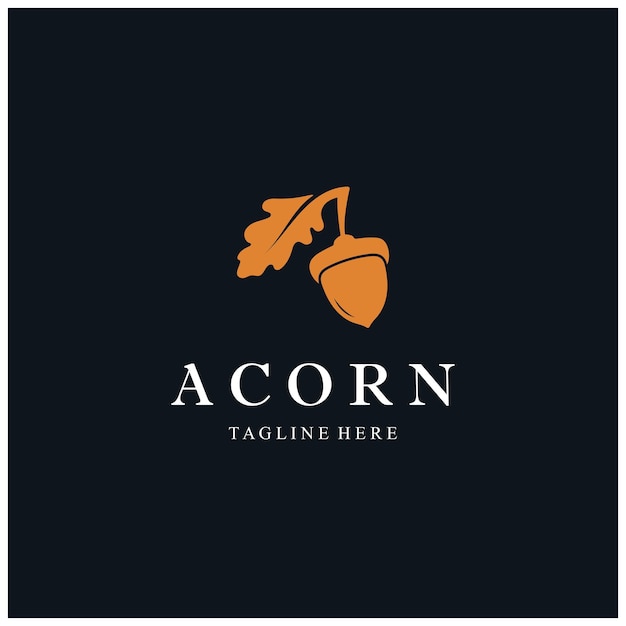 Simple Acorn logo design with leavesoak leaves logoisolated with vector illustration editing