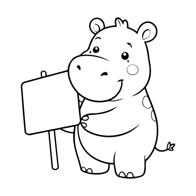 Vector simple adorable kawaii vector coloring page for toddlers