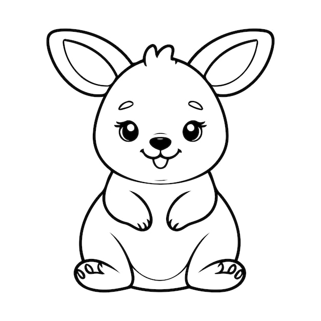 Simple Adorable Kawaii Vector Coloring Page for Toddlers