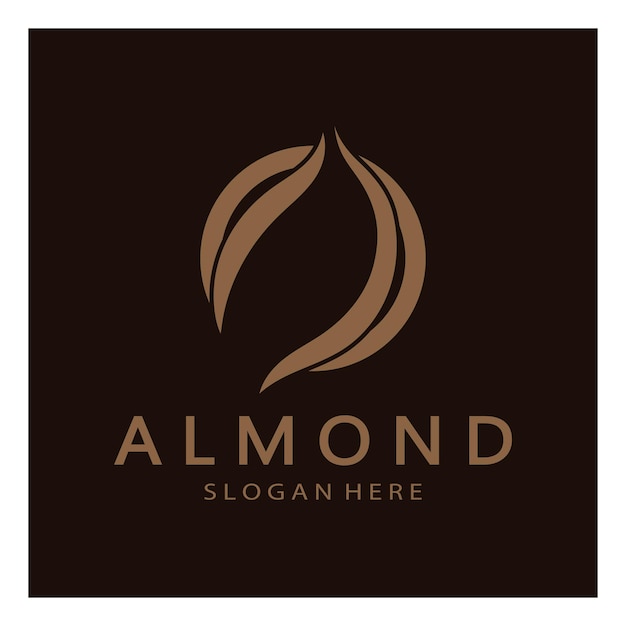 Simple almond logofor businessbadgetrademarkalmond oilalmond farmalmond shopvector