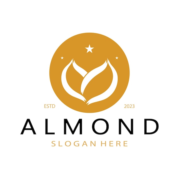 Simple almond logofor businessbadgetrademarkalmond oilalmond farmalmond shopvector