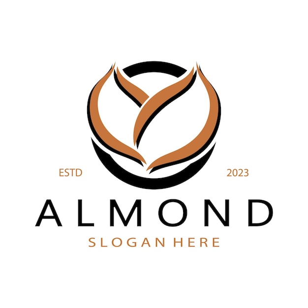 Simple almond logofor businessbadgetrademarkalmond oilalmond farmalmond shopvector