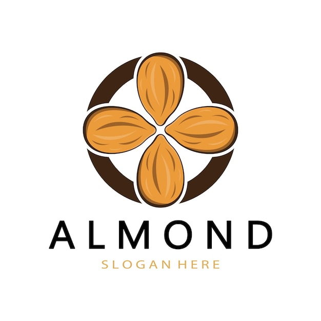 シンプルなアーモンドのロゴビジネス用バッジ商標アーモンド油アーモンド農場アーモンドショップベクトル