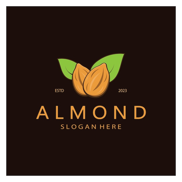 Simple almond logofor businessbadgetrademarkalmond oilalmond farmalmond shopvector