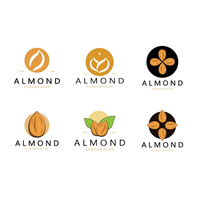 Simple almond logofor businessbadgetrademarkalmond oilalmond farmalmond shopvector