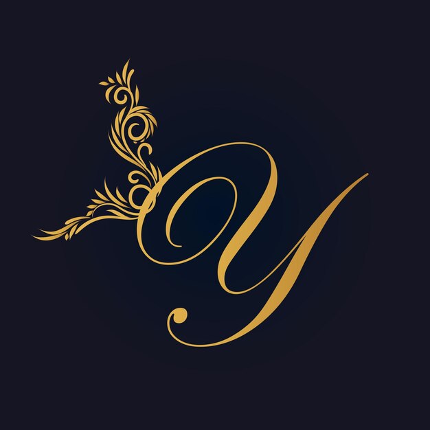 Simple alphabet luxury logo with floral ornament