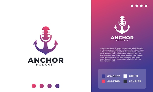 Elemento del modello di progettazione del logo podcast di ancoraggio semplice