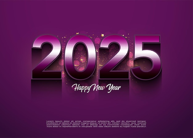 Вектор Простой и чистый дизайн новый год 2025 с красивыми цифрами яркий кретор премиум фон для баннер плаката или календаря.