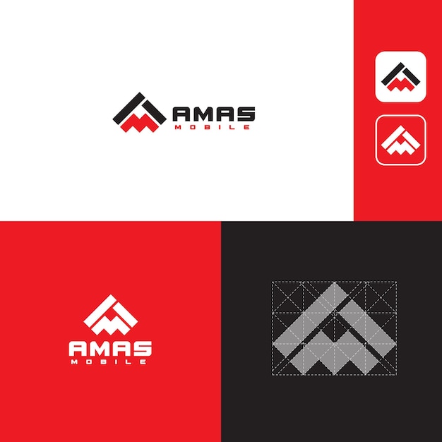 Вектор Простой и современный шаблон логотипа am letter