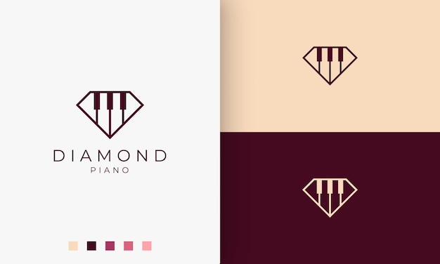 간단하고 현대적인 피아노 학교 로고 또는 다이아몬드 모양의 아이콘