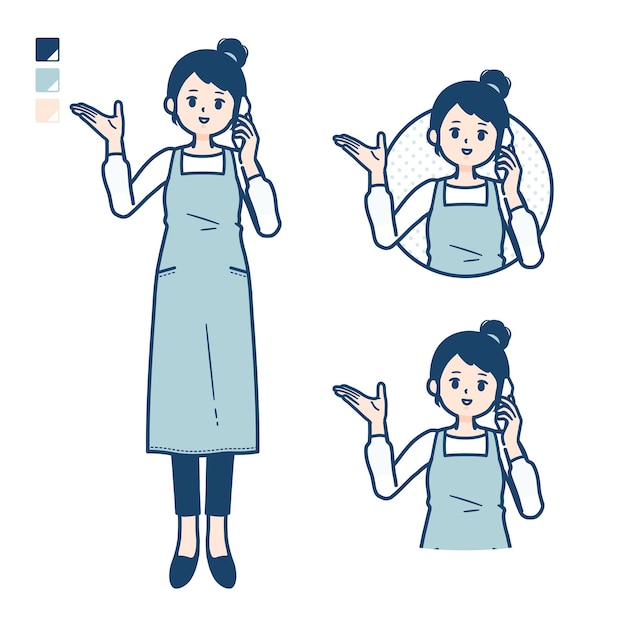 Simple apron womansmartphonecall