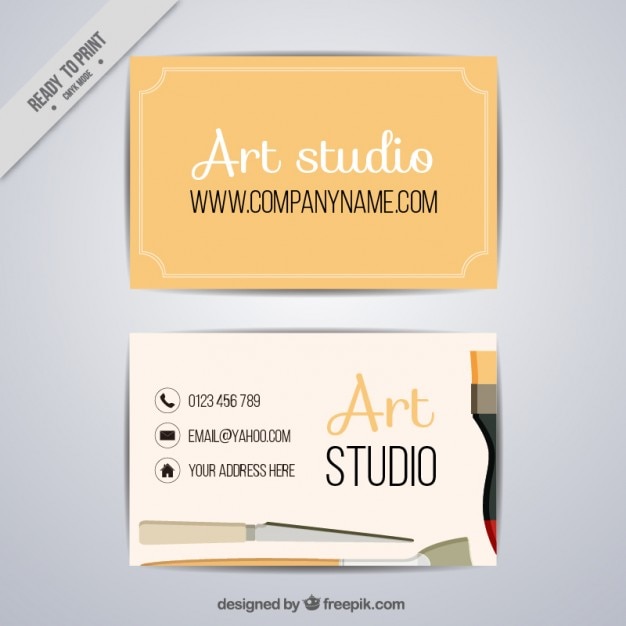 Vector simple art studio card with brushes