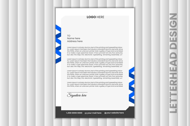 Simple and attractive blue and black modern corporate letterhead template design
