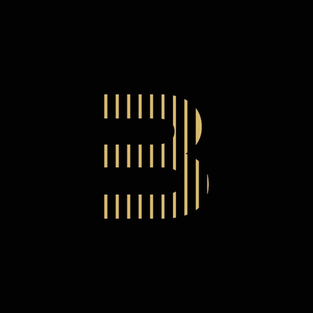 Simple B Logo With Gold Color Straight Lines and Black Background