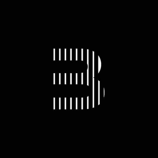 Simple B Logo With White Color Straight Lines and Black Background