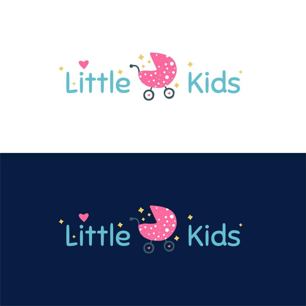 Vector simple baby kids stroller logo