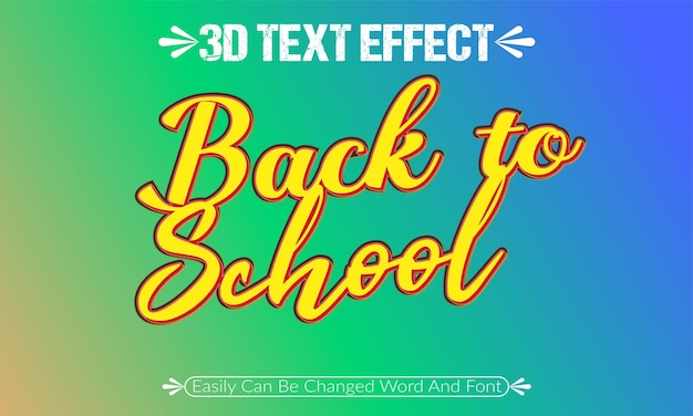 Vector simple back to school 3d typography text design