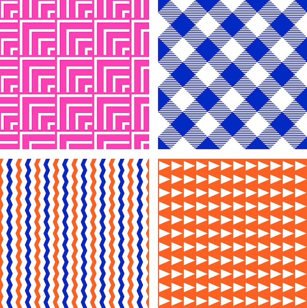 Simple background set collection of pop Art seamless patterns