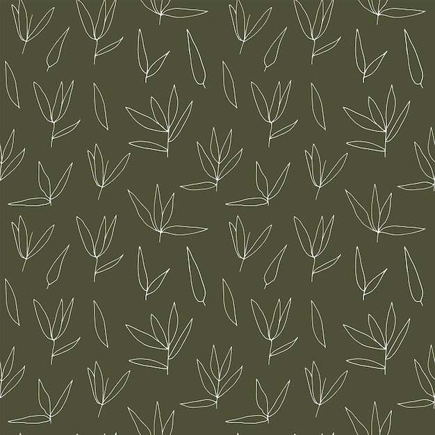 Simple bamboo leaves vector seamless pattern