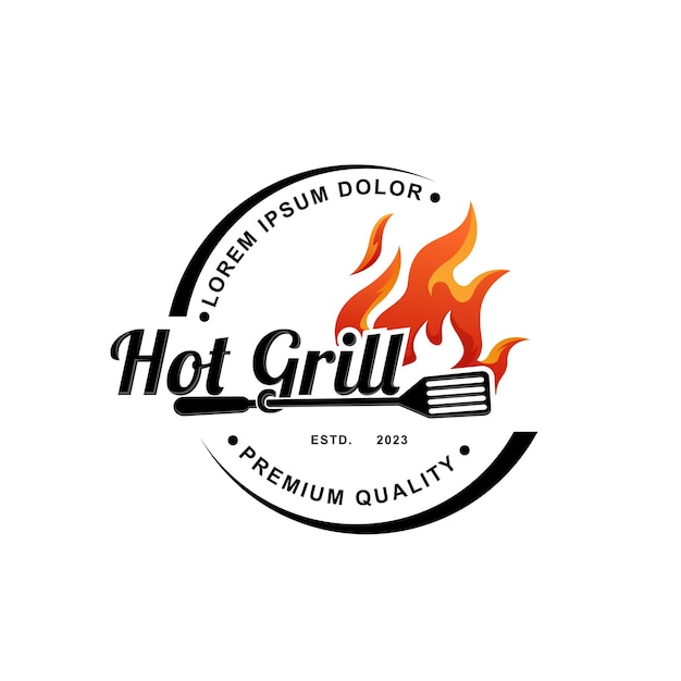 Simple Barbecue hot grill logo