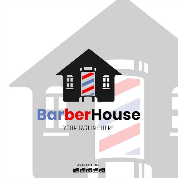 simple barber house logo template, for company, shop and icon use